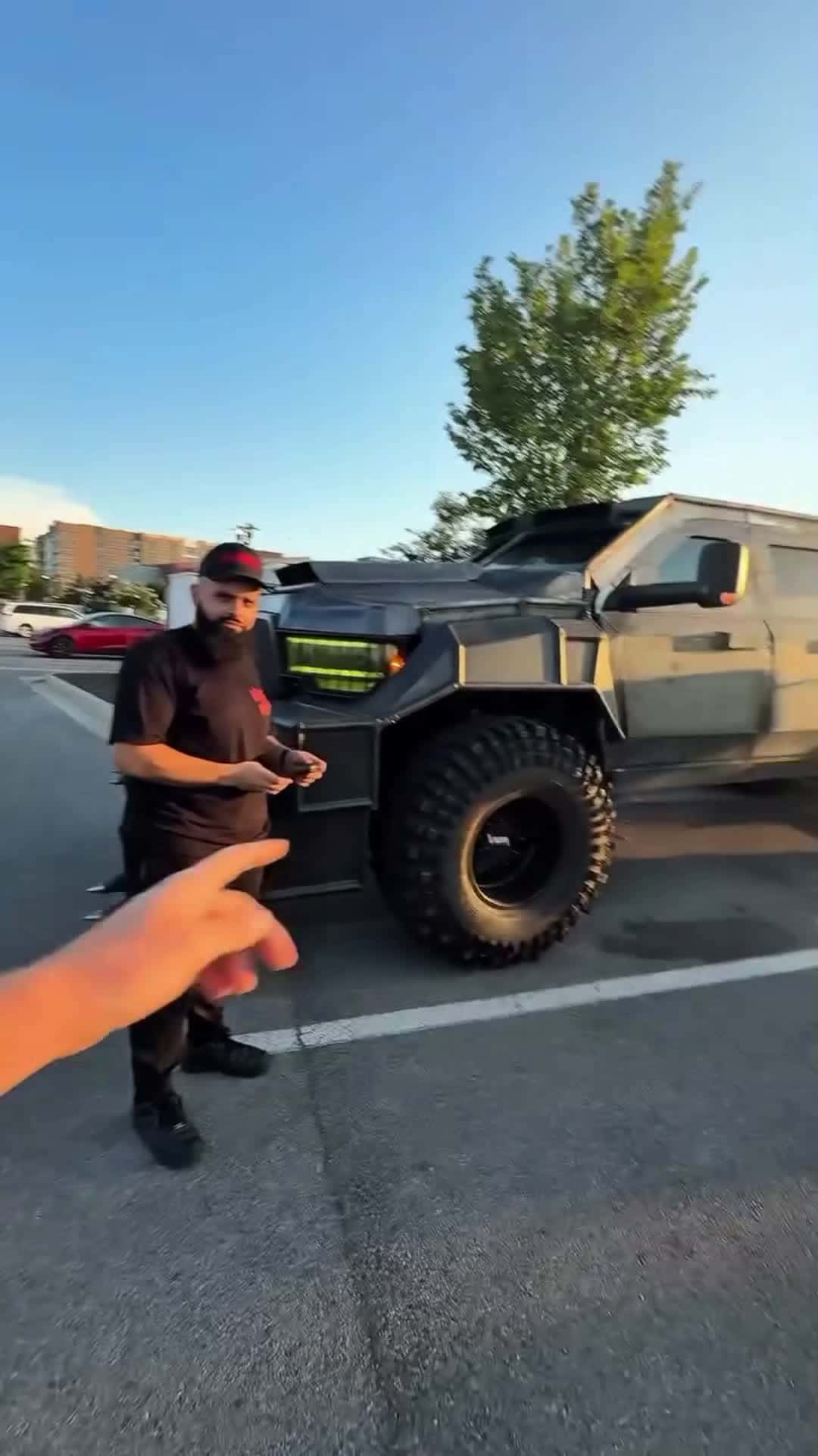 Cover for Tesla owner crashing out over juggernaut parking #truck #ev