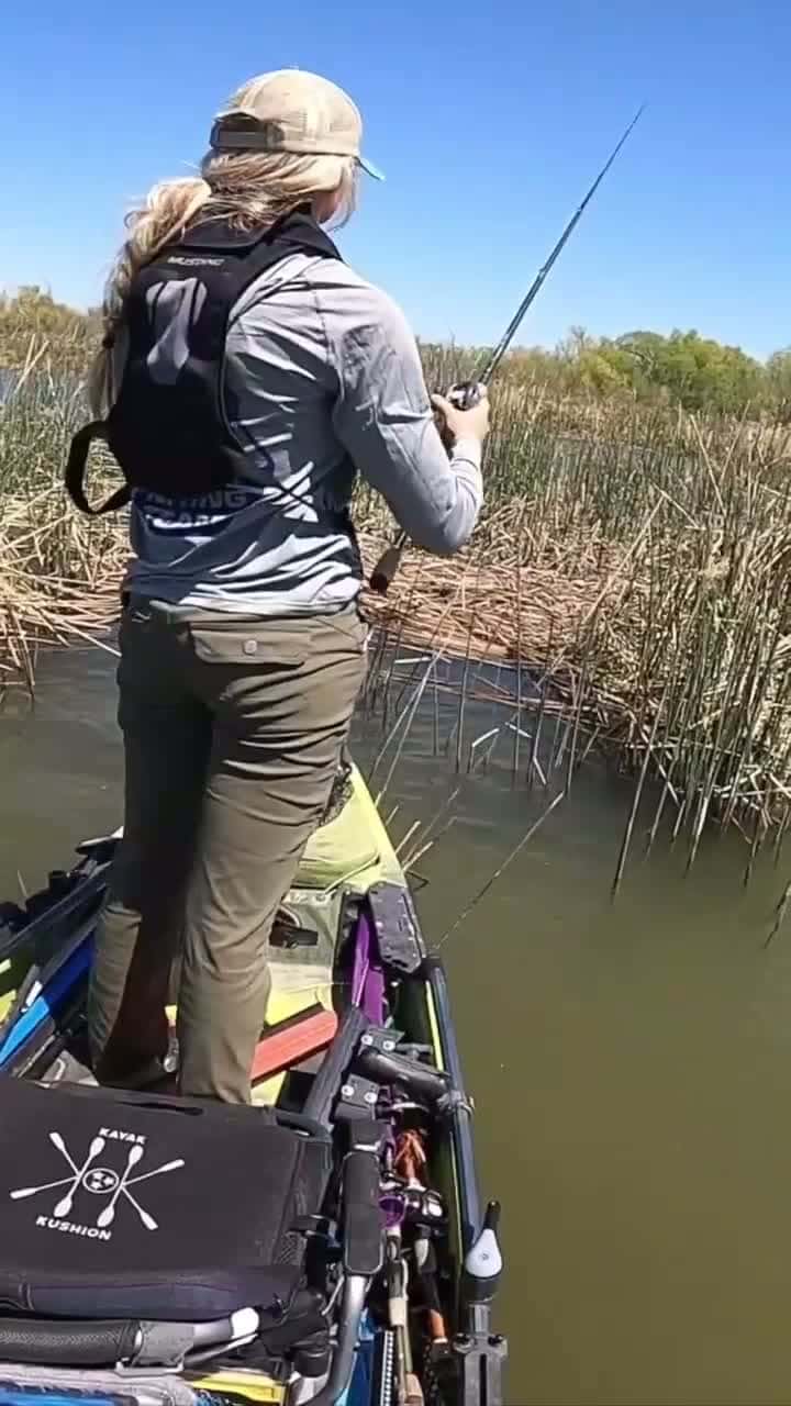 Cover for GIANT! I was so proud of my first big fish punching! #girlsfishing #bassmaster #kayakfishing #fishing #firstvideochallenge #fish #viral #viralvideo #trending 