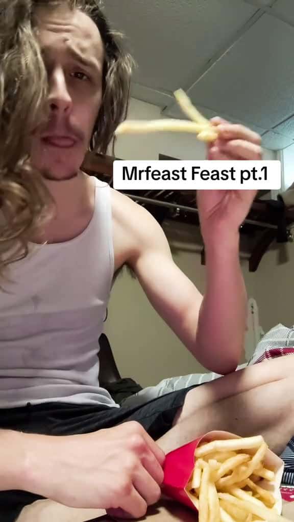 Cover for "Hold me now!, I'm six feet from the edge & I'm thinking, Maybe six feet ain't sooo far down!" #feast #mrfeast #frenchfries #creed #asmr created by Mrfeastman with Creed’s One Last Breath