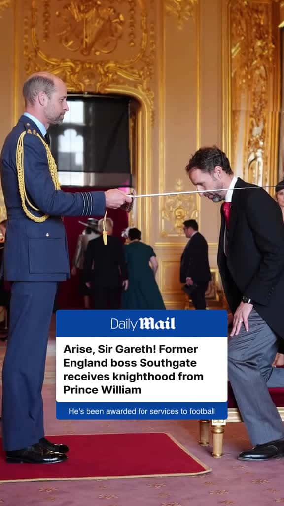 Cover for Gareth Southgate Honored with Knighthood by Prince William