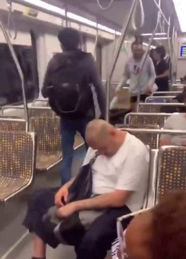Cover for Man on train randomly gets punched #FirstVideoChallenge  #fight #fightcam