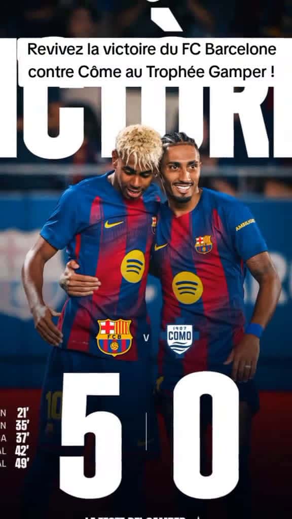 Cover for ‎Revivez la victoire du FC Barcelone contre Côme au Trophée Gamper ! #barcelone #Côme #trophee created by sports news with sports news’s son original