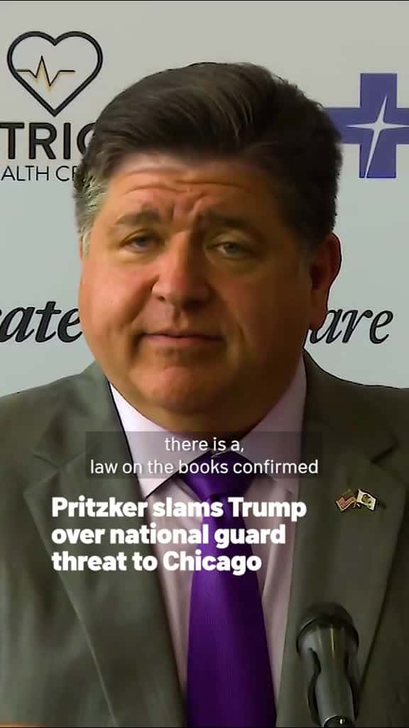 Cover for At a press conference on Monday, Pritzker fires back at Trump's claim earlier in the morning that he is considering deploying National Guard to Chicago. #pritzker #trump #nationalguard #chicago created by NBC Chicago with NBC C...