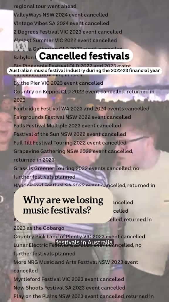 Cover for Several music festivals have been cancelled postponed or folded as costs increase 93426 #trending