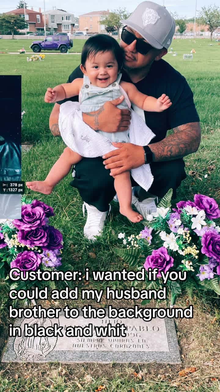 Cover for Customer: i wanted if you could add my husband brother to the background in black and whit#christmas #family #familyportrait #portrait #viral #fyp #fypシ