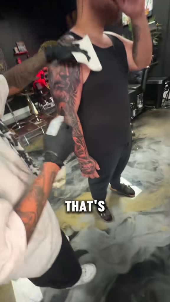 Cover for Unbelievable tattoo reveal! His reaction is priceless 😂 #tattoo #funnyreaction #mindblown