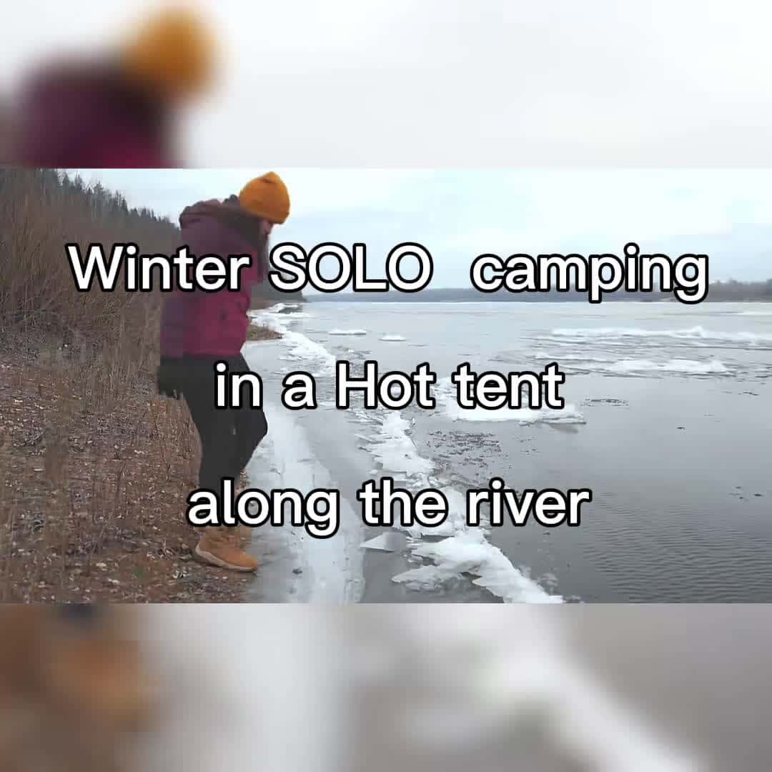 Cover for Winter solo camping in a hot tent along the river #camping #survival #outdoors #bushcraft #adventure #survivaloutdoors #skills #tips #asmr #uk #fybシ