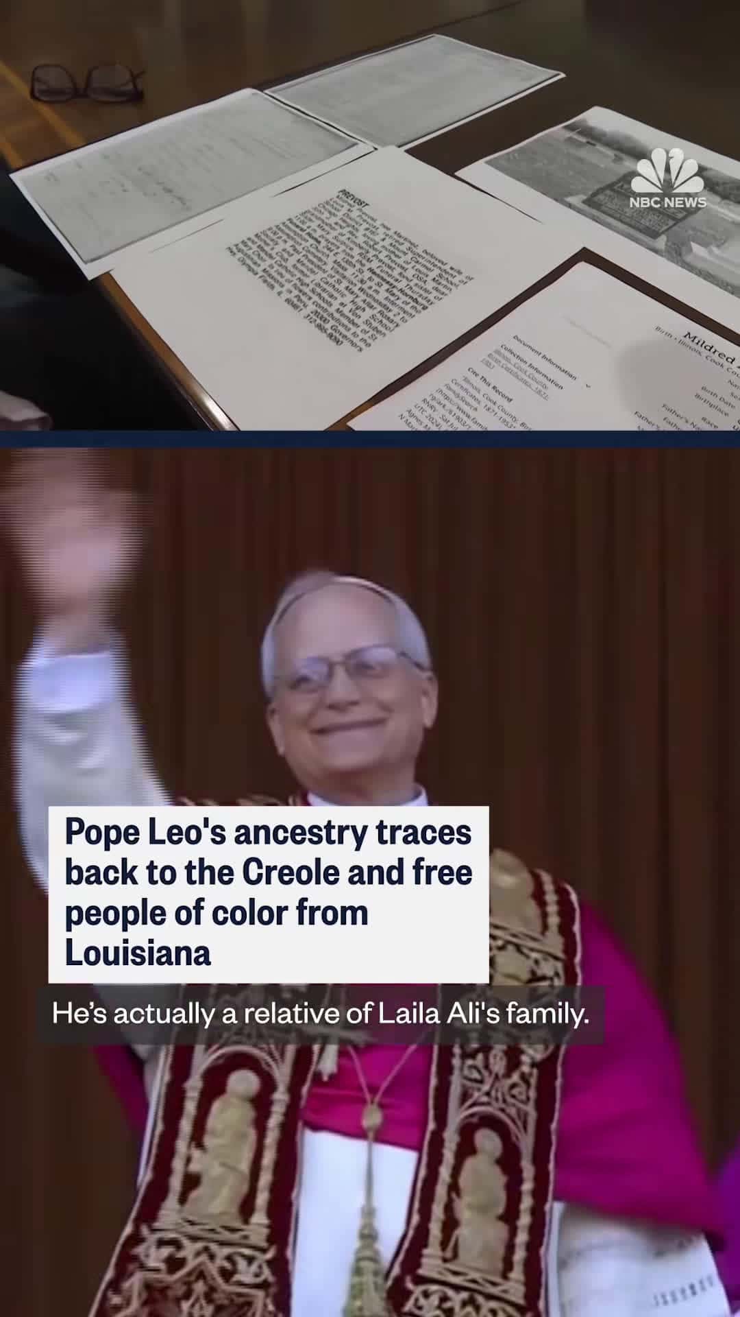 Cover for #Pope #Leo XIV's family tree shows ties to a wealthy #Creole family of color in #Louisiana. NBC News' @Maya Eaglin spoke with a #genealogist who traced Pope Leo's lineage and explains how the pope's family ended up in #Illinois.