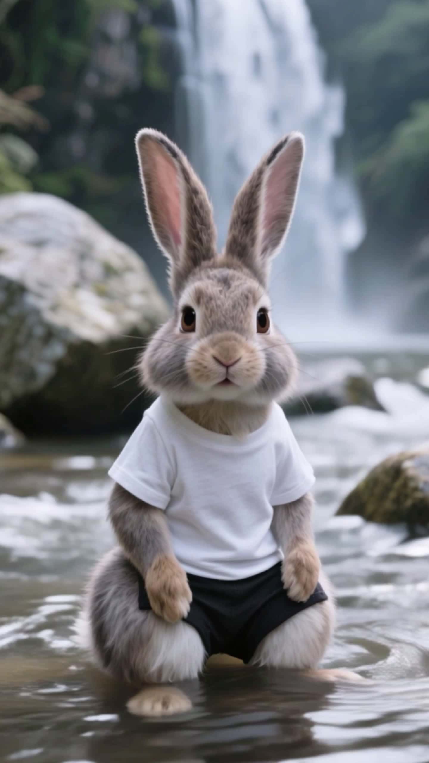 Cover for AI-generated. Bunny‘s Waterfall Peril Eagle Hero Saves! 🐇🌊#ai #bunny #animation