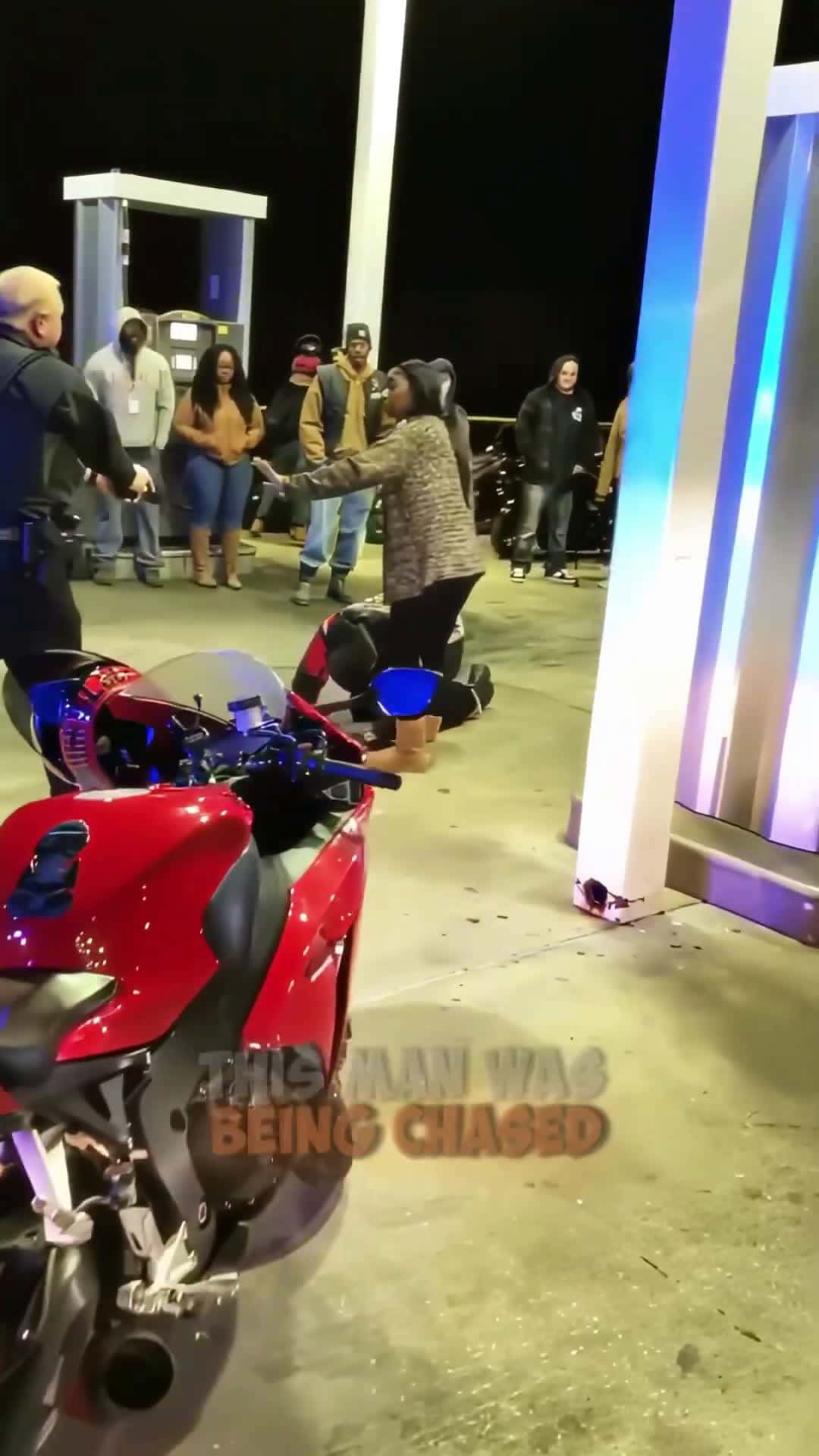 Cover for A man on motorcycle was being chased by police officers but then…