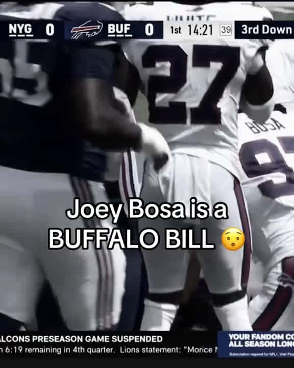 Cover for Key addition for the #BuffaloBills this offseason 🔥 (📺 NFL Network) #JoeyBosa #defense #NFL  created by ESPN with Ogryzek’s LEGACY 2