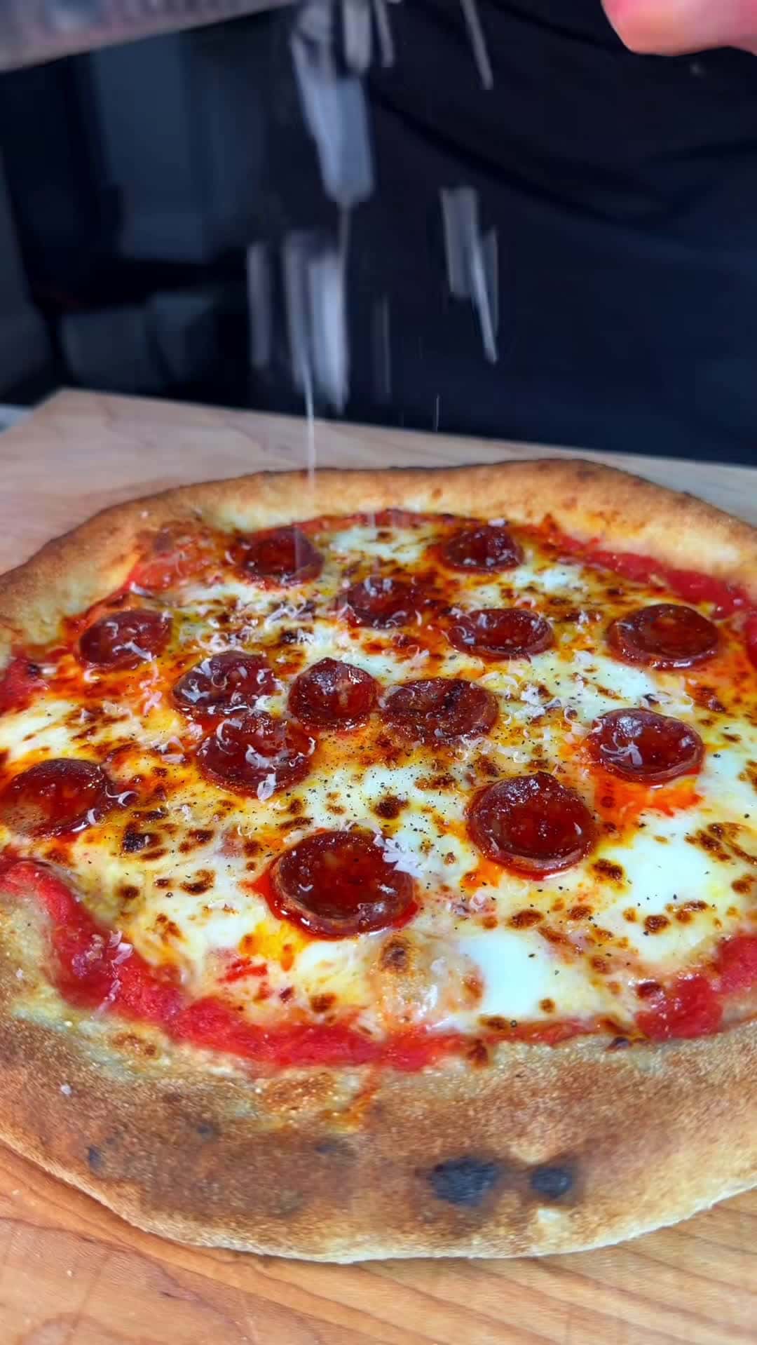 Cover for Episode 5 | Date Night Dishes Pizza 🍕 What’s not to love! Makes 4 pizzas. The dough is over-night proofed, 60% hydration: 800g Tipo 00 flour 480ml lukewarm water 10g instant yeast 20g fine sea salt 1. Mix together the water and yeast. Set aside and leave yeast to bloom (go bubbly), roughly 10 minutes. 2. Mix the flour and salt in a bowl, then pour in the yeast mixture. Knead for 10-12 minutes until smooth and elastic. Use window pane test to help know when it’s done. 3. Place into an oiled bowl