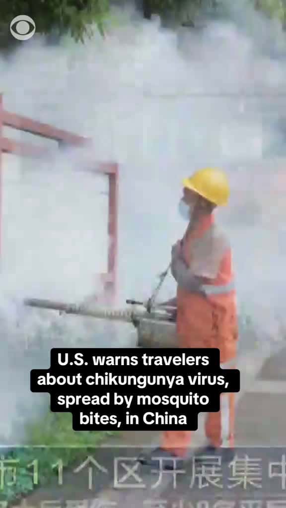 Cover for The United States is warning travelers about an outbreak of chikungunya in China — a virus that spreads to humans through mosquito bites. The CDC has issued a Level 2 travel notice, urging people heading to the country to "prac...