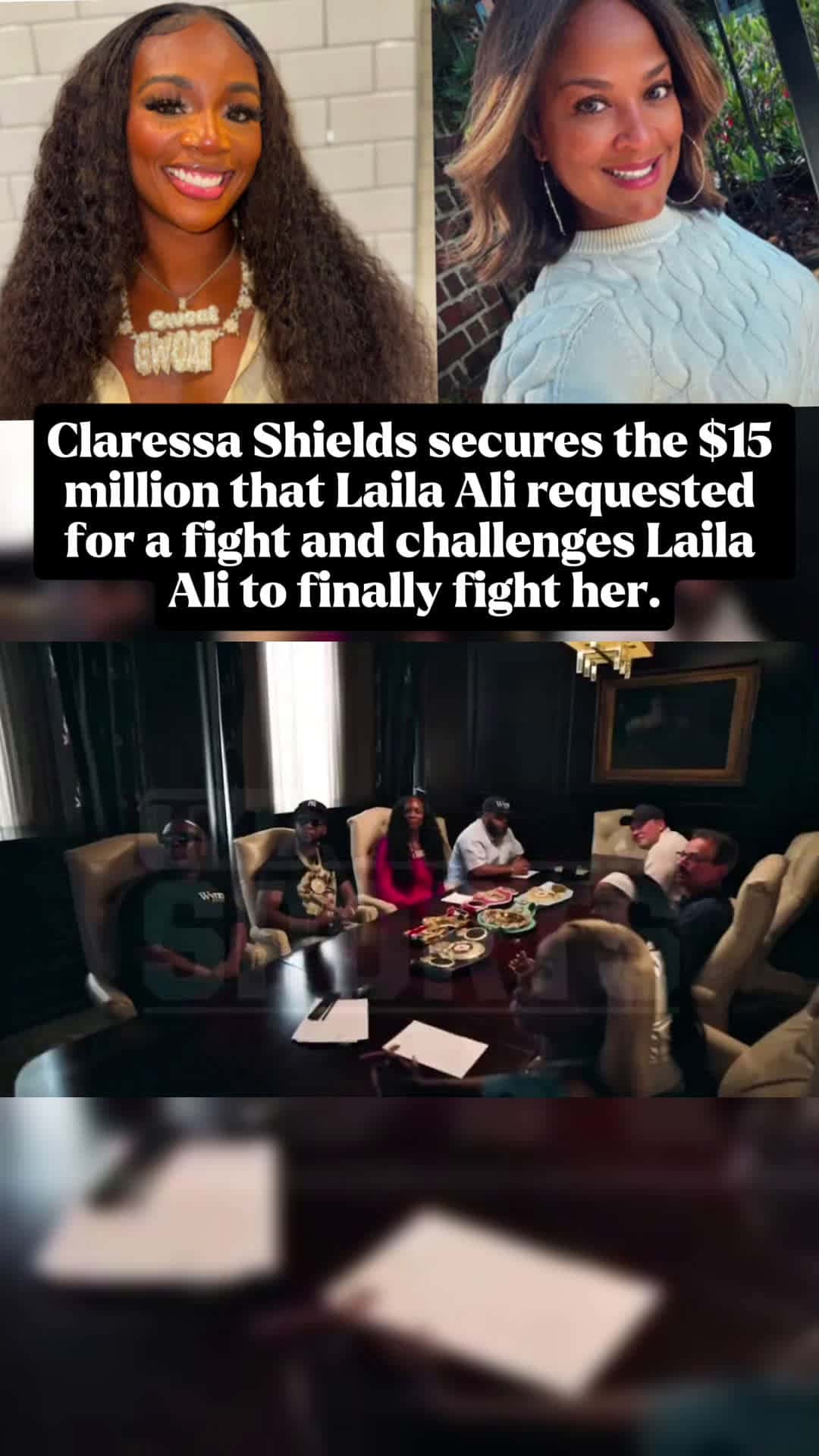Cover for Claressa Shields secures the $15 million that Laila Ali requested for a fight and challenges Laila Ali to finally fight her. #lailaali #claressashields #spikedteatalk #viral #fyp #explorepage #viralvideo #papoosegirlfriend 
