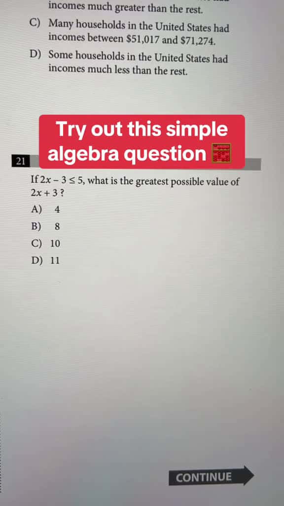 Cover for tryout simple algebra question math sat genius studytok stem fyp viral 39551 #america