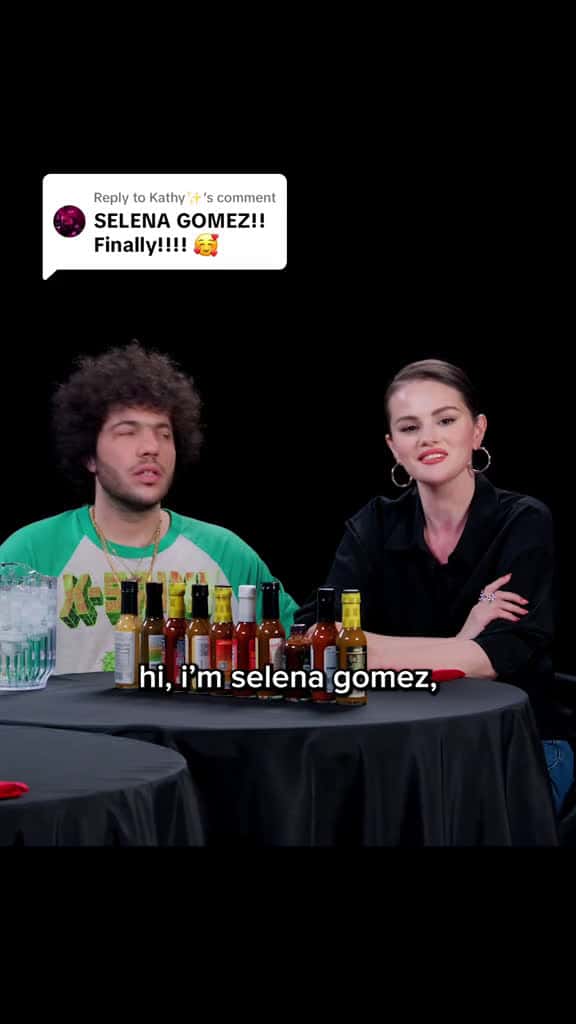 Cover for Replying to Kathy who is ready for Selena Gomez and benny blanco on hot ones hoto 56266 #ilovescoopz