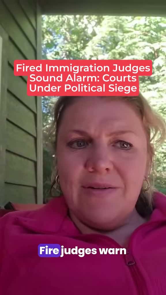 Cover for Immigration judges ousted for refusing political interference—judicial independence under threat as backlogs soar. Ninth Circuit steps in to protect rights. #JudicialIndependence #ImmigrationJustice #DueProcess ✊