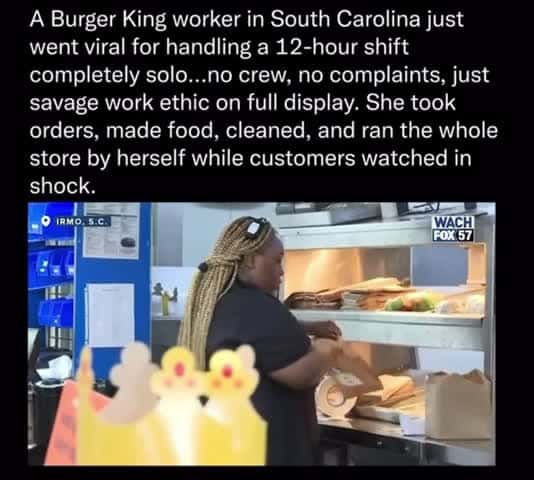 Cover for Incredible! Watch as one Burger King worker runs the entire store solo for 12 hours! 🍔💪 #Hustle #FastFoodHero #Dedication