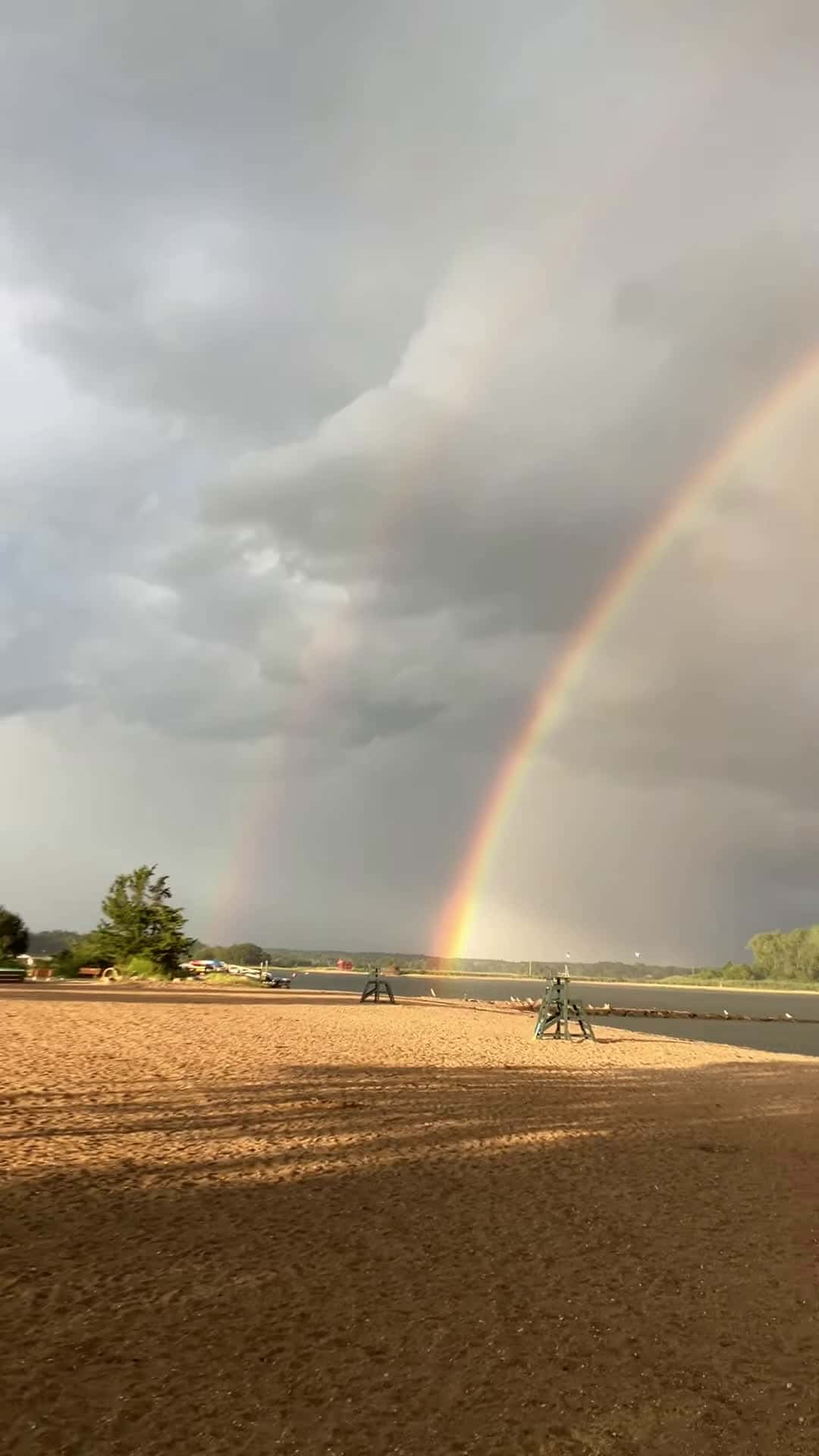 Cover for #FirstVideoChallenge Double Rainbow Appears After Storm Over Jacobs Beach.