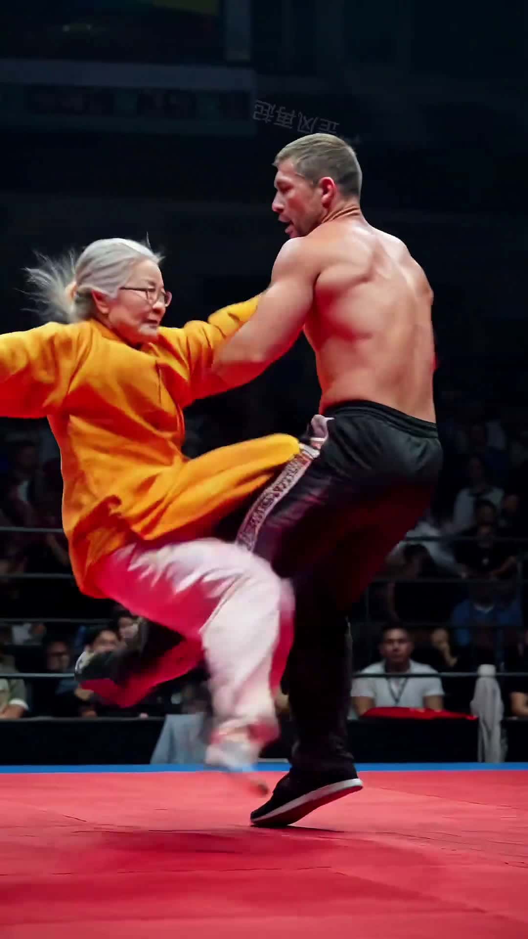 Cover for AI-generated. 80-year-old grandma wows with ring moves! Age is just a digit #Combat#Stage#SeniorInspiration#AIcreated#Fitness