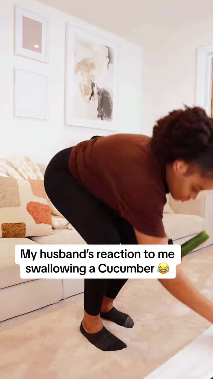 Cover for #FirstVideoChallenge Swallowing a cucumber to see my husband’s reaction.