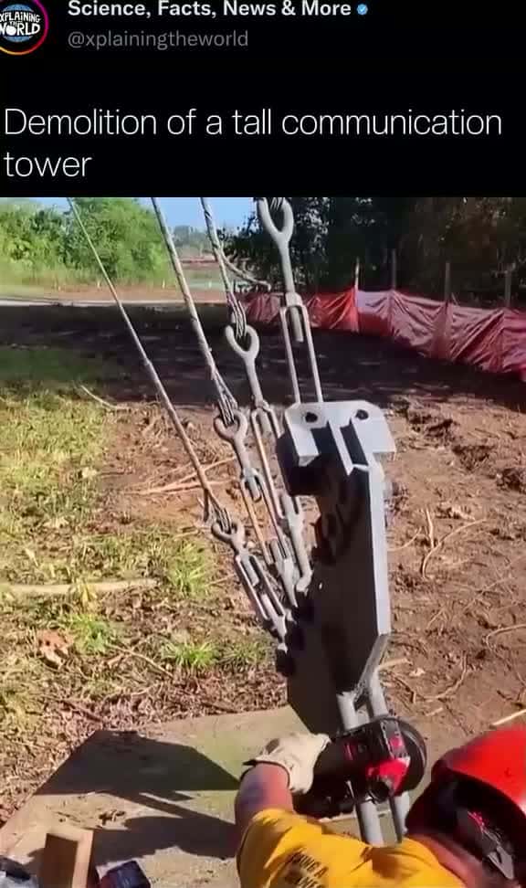 Cover for A tower collapse, carefully controlledDemolishing a tall communication tower requires precise planning to ensure safety and efficiency The most co