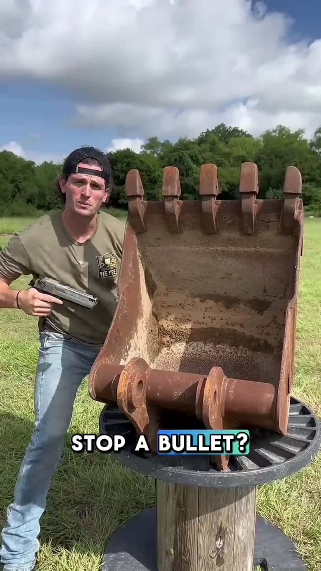 Cover for Every caliber VS Excavator Bucket  #firstvideochallenge  #favmovieclip  #caughtoncamera  #scoopz  #viral  #truecrimestories  #unpopularopinion  #oddlysatisfying  #toofunnytoscroll