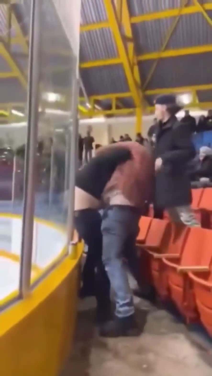 Cover for Guy knocks himself out purposely after a fight by hitting his head on the glass 🤦‍♂️FOLLOW FOR MORE‼️ #fight #viral #knockout #damn #fights #omg #caughtoncamera #hockey