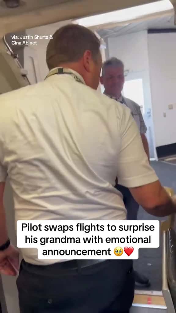 Cover for She thought he was just picking her up when she landed...But when Grandma boarded her flight, she heard a familiar voice over the intercom. Cue the happy tears♥️ #SpreadTheLove
