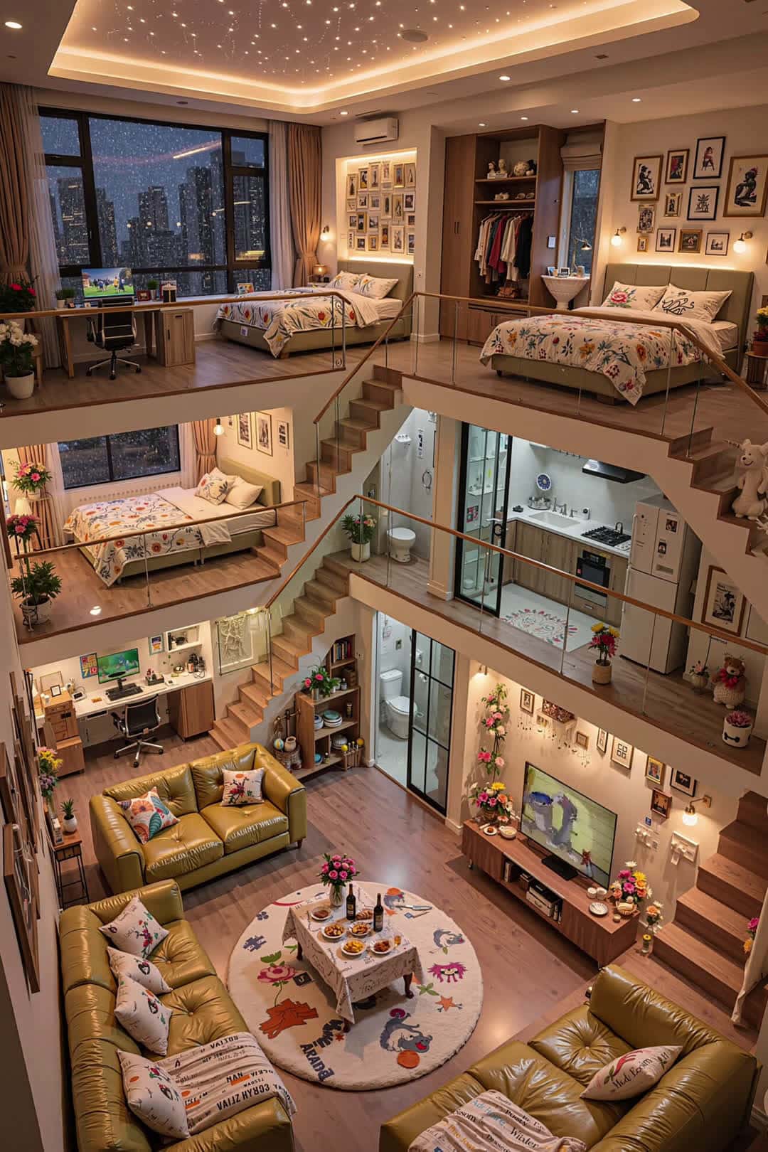 Cover for AI-generated: In a duplex apartment like this, who’s the person you’d most want to live with? #RainyDays #CozyNest #LoftApartment #DreamHome #ai