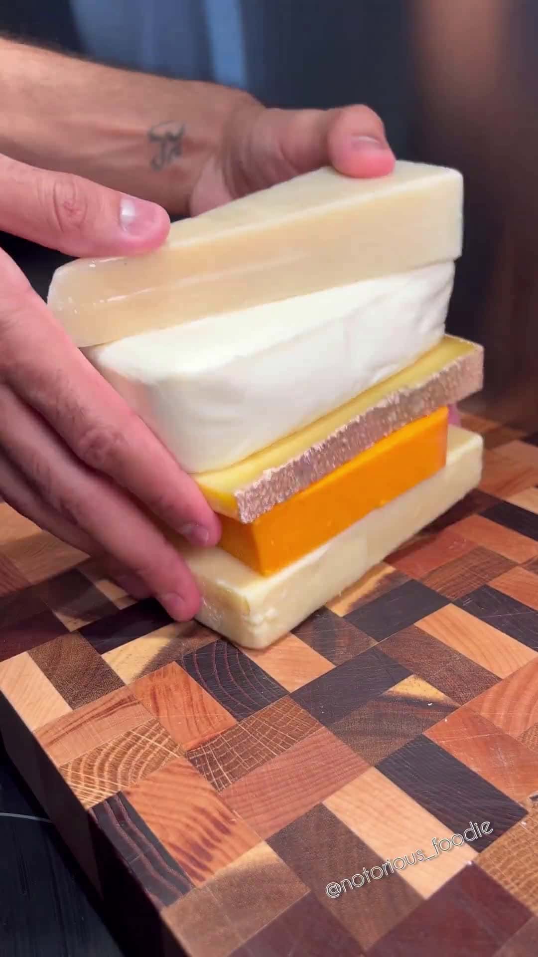 Cover for Home Cooking Sessions Mac & Cheese Four different cheeses in one delicious sauce Full recipe below - 1 Grate up 250g mature cheddar, 250g Red Leicester, 200g Gruyre and 300g l