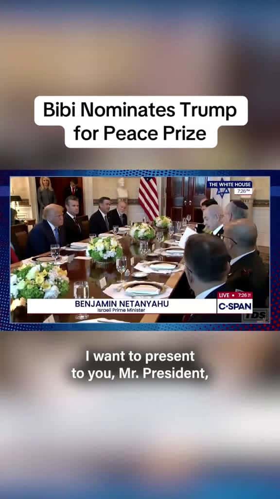 Cover for Trump got a Nobel Peace Prize nomination from Netanyahu? How fitting #DailyShow #Trump #Netanyahu #NobelPeacePrize  created by The Daily Show with The Daily Show’s original sound