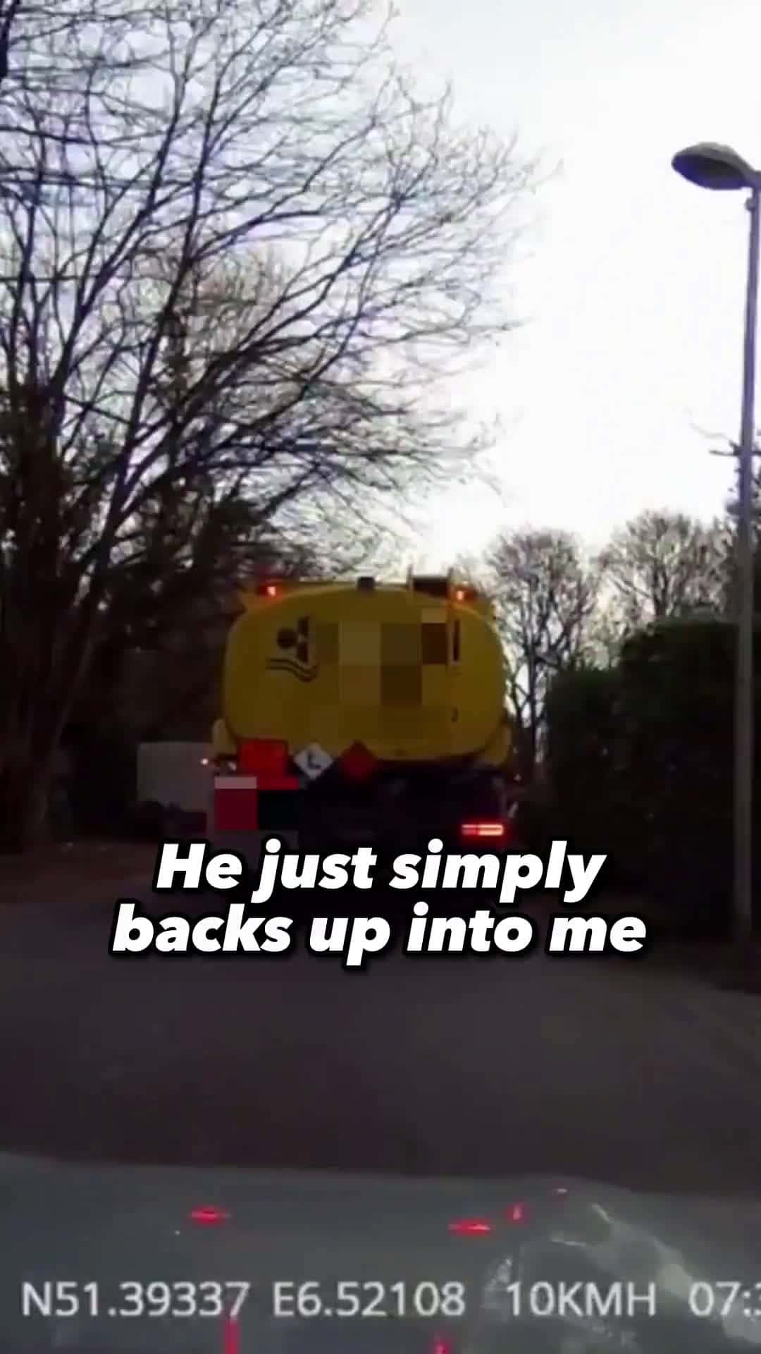 Cover for This Tanker backs into him and then blamed him #dashcam #shorts
