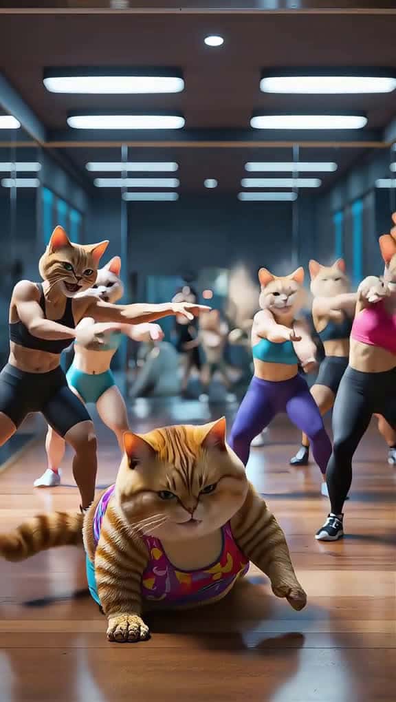 Cover for Mrs.Whiskers Gets Bullied At Zumba Class and Tries To Take A Shortcut!!! 🙀🐾💉  #cat #ai #weightloss #bullying #fat #workout #zumba #dance #skinny #viral