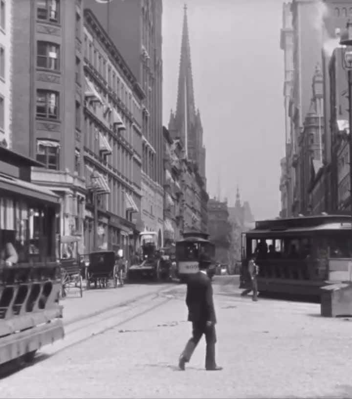 Cover for Step back in time: Rare footage of New York City's bustling streets in 1896 🕰️ #NYCHistory #OldNewYork #VintageFilm