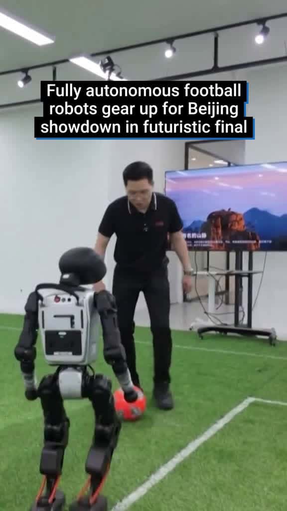 Cover for The RoBoLeague World Robot Soccer League will hold its final competition in Beijing on Saturday, showcasing autonomous humanoid robots!  The 3-on-3 humanoid robot football match will take place in the Beijing Economic-Technolog...
