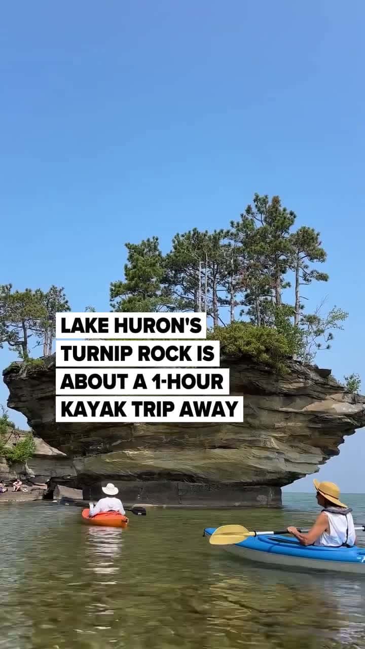 Cover for If you're in Port Austin, MI, don’t miss the chance to kayak out to Turnip Rock.4 hours is plenty of time to paddle out, swim in crystal-clear waters, snap some photos, and cruise back.Read more through the link in our bio.(...