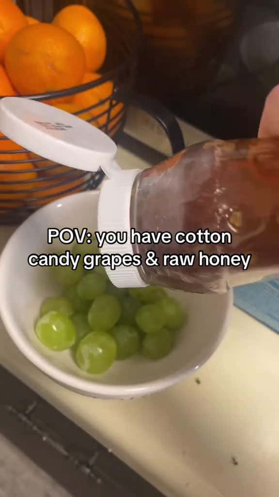 Cover for Better than candy 💛 #cottoncandygrape #rawhoney #fyp #yummy #healthy  created by Nostalchickk with laura’s original sound