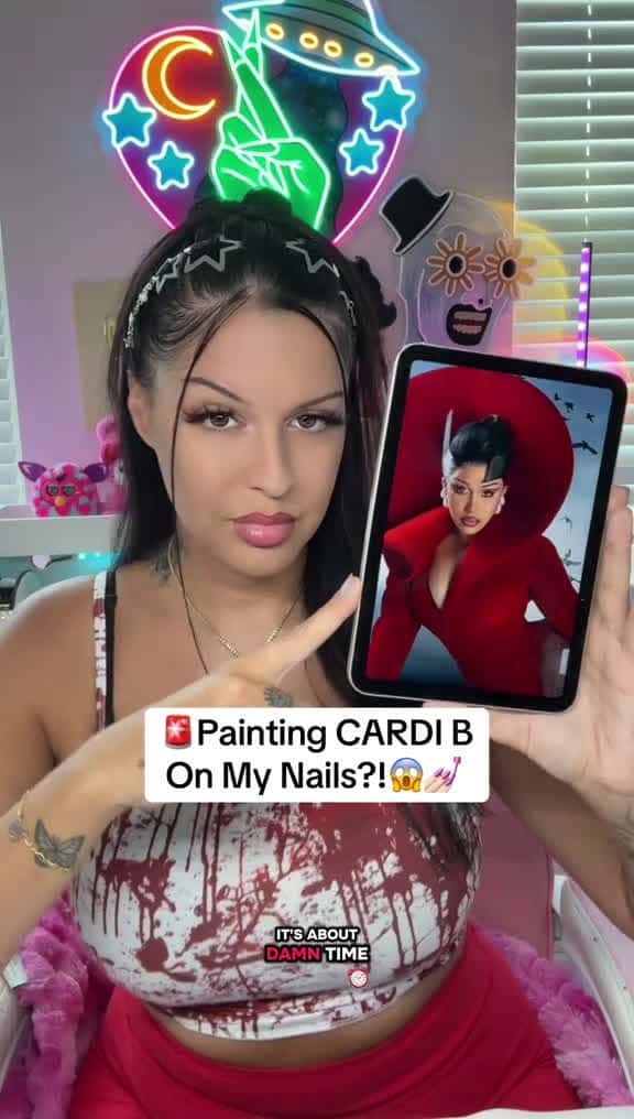 Cover for ‼️Painting Cardi B ON MY NAILS🔥💅🏻 Did I do her justice?! 👀 @Cardi B cannot wait for your new album ❤️ #scoopz  #viral  #viralvideo  #nails 