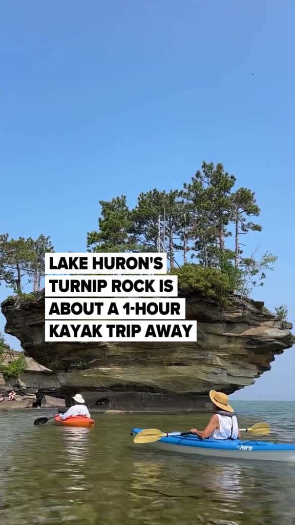 Cover for If you're in Port Austin, MI, don’t miss the chance to kayak out to Turnip Rock. 4 hours is plenty of time to paddle out, swim in crystal-clear waters, snap some photos, and cruise back. Read more through the link in our bio. (...