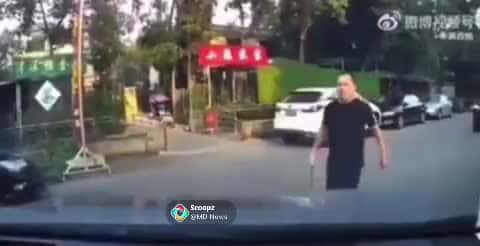 Cover for Angry man with crowbar attacks car then gets put in check #karma #attacking #car #runover #china