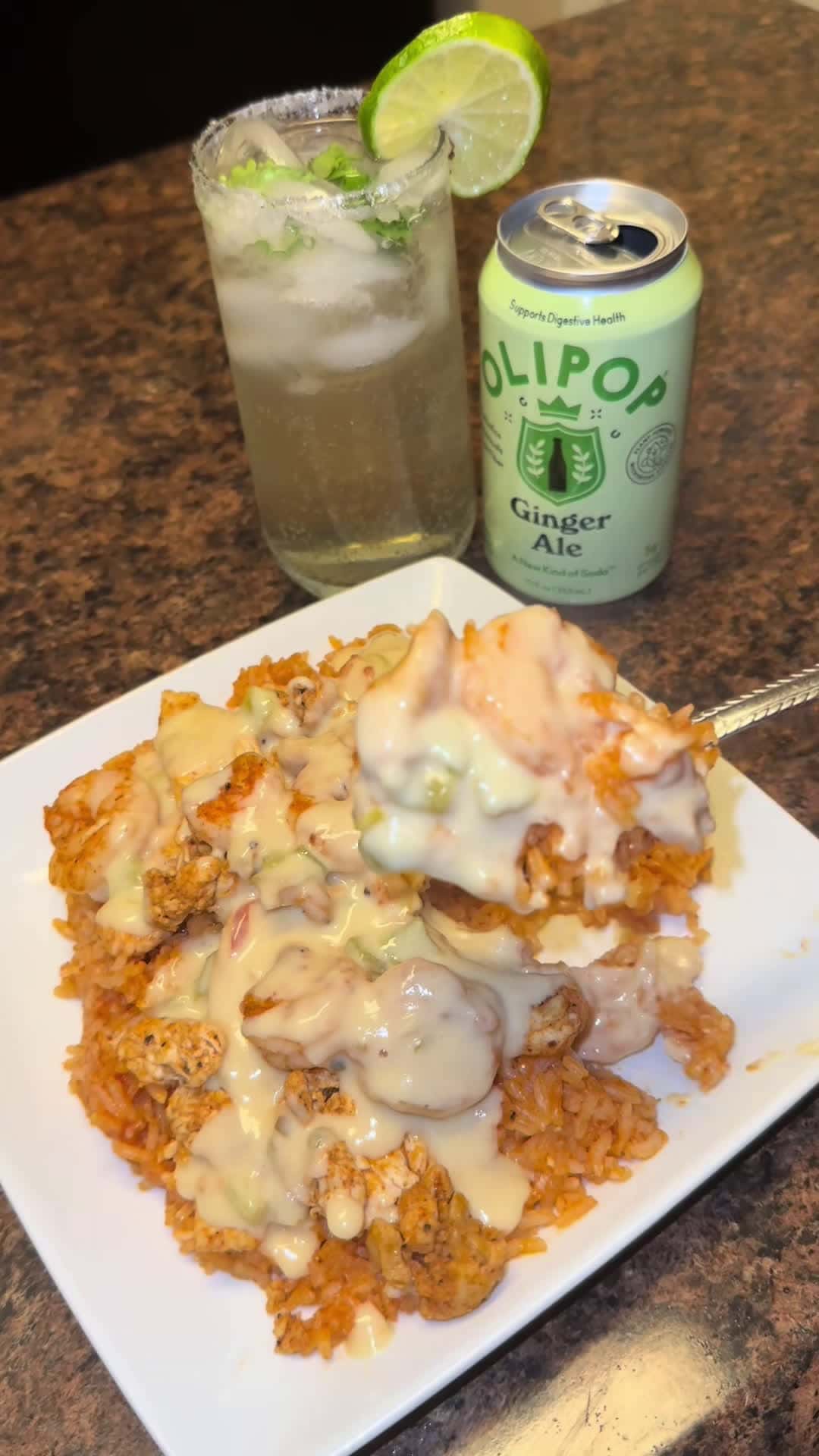 Cover for Cheesy chicken and shrimp rice