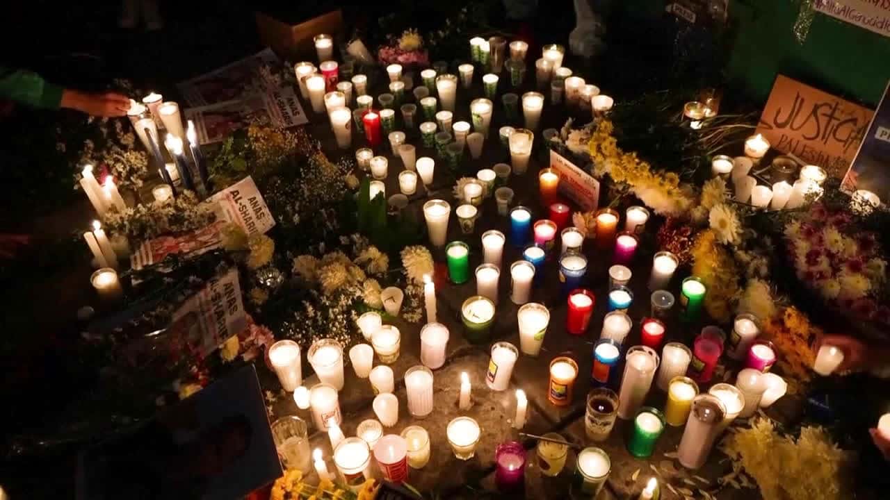 Cover for Mexico City rally over Israeli strike that killed journalists in Gaza