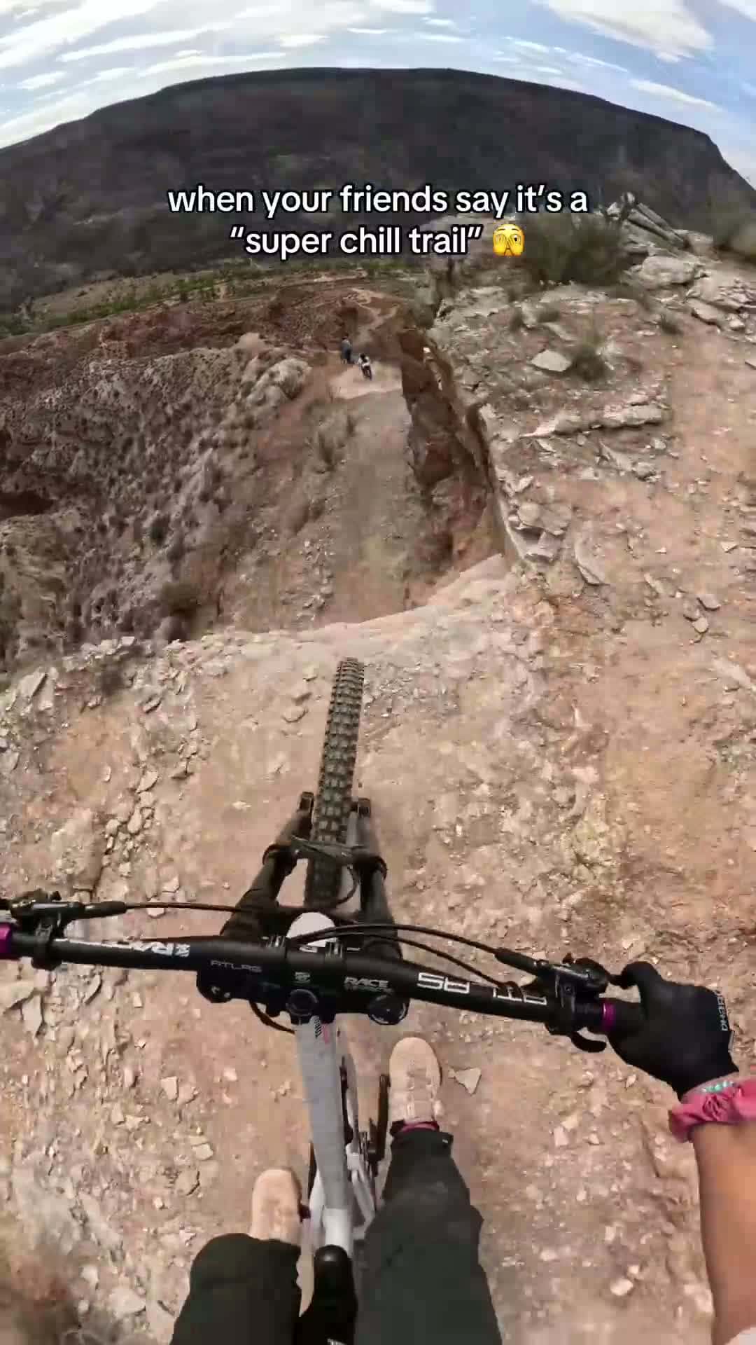 Cover for Riding with the tunas gets a bit dicey 😵👀 #mtbgirl #mountainbike #mtb #bikelife #bikes #cycling #adrenaline #pov #friends 