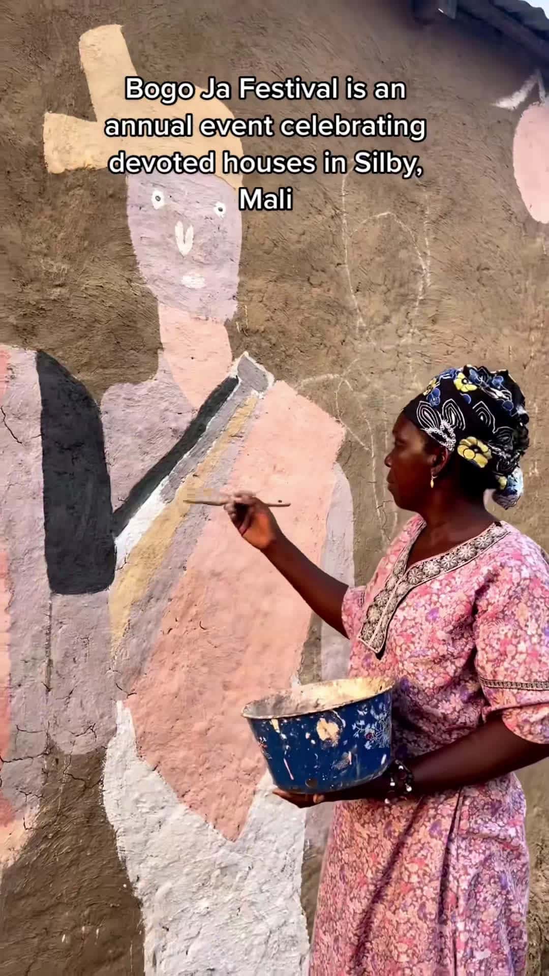 Cover for Bogo Ja Festival📍Sibly, Mali  For more global festivals, check out the Trippin 50 - a definitive calendar featuring the events at the forefront of a cultural renaissance. Head to Trippin.world to explore.  📹️: @visualsbyponzio #mali #malitiktok #feativals #art #artfestival #femaleartist #housepainting #travel