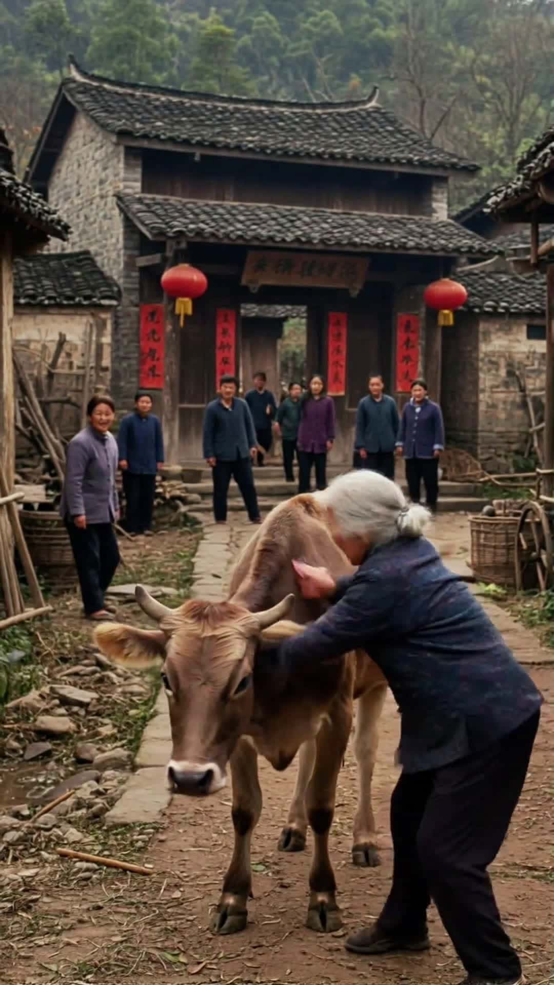 Cover for AI video: The old lady's fierce temper makes her ride on when she can't drive someone off! #RuralLiving #FunnyOldLadies #CountryLifeMoments #VillageEntertainment #AI