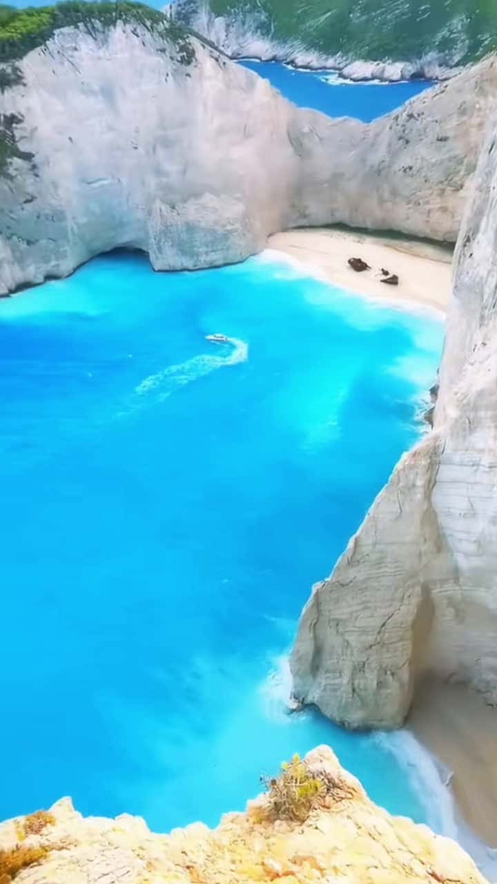 Cover for Blue jelly sea in Greek shipwreck bay#Greece#navagio beach or shipwreck beach#healing#tourist#Scenery #naturallandscapes