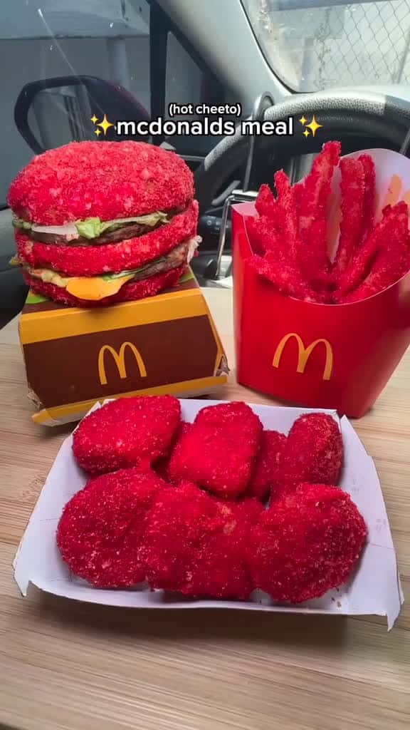 Cover for 'Mcdonalds hot cheeto big mac meal recipe w/ @Fruit Riot #fruitriotpartner #mcdonalds #bigmac #hotcheetos #burger' by Sophie Saldana