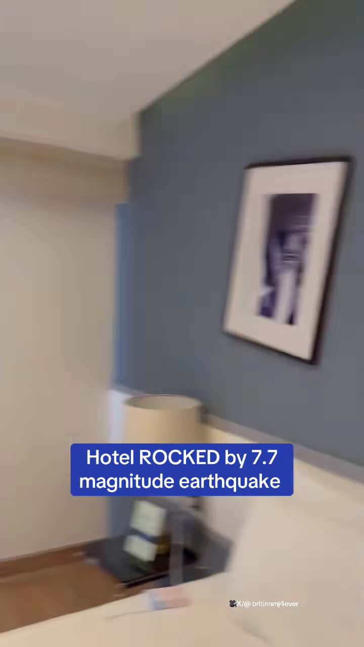Cover for A strong earthquake struck central Myanmar with effects felt as far as Bangkok. The USGS said the quake was of 7.7 magnitude and was followed by a powerful aftershock. 🎥X/@ britinnmj4ever  #earthquake #news #breaking #myanmar