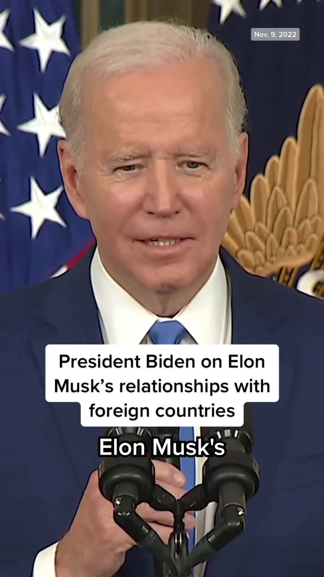 Cover for President #Biden says #ElonMusk's relationships with foreign countries are "worthy of being looked at."